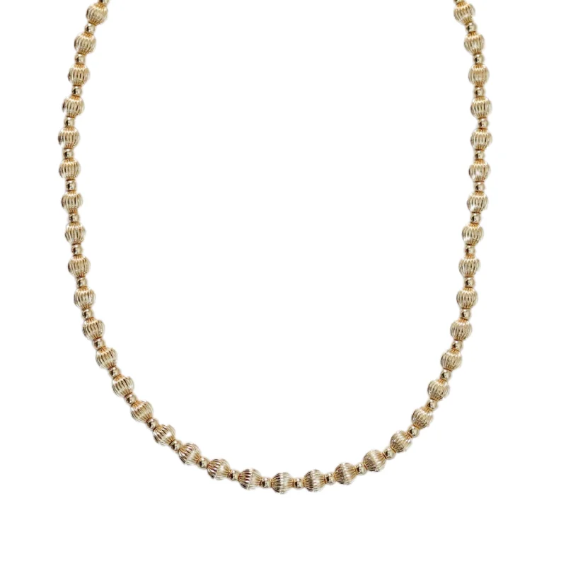 Long Gold Necklace-"MICHELLE" 14k gold-filled beaded Choker/Necklace