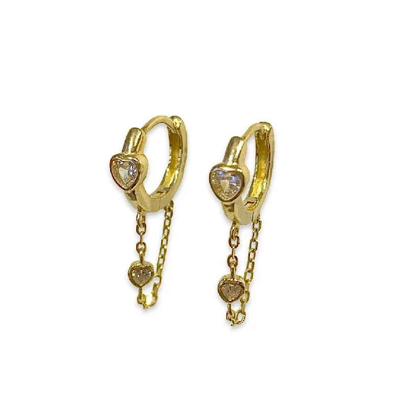 Vintage Gemstone Earrings-Haggy Heart Huggies