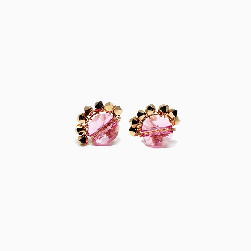 Gold Clip-On Earrings-ROSE CROWN STUDS