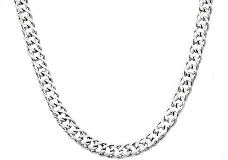 Rose Gold Pendant Necklace-Mens Stainless Steel Double Link Chain Necklace