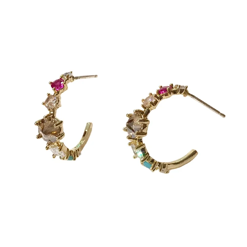 Floral Drop Earrings-Kerry Crystal Cluster Hoops