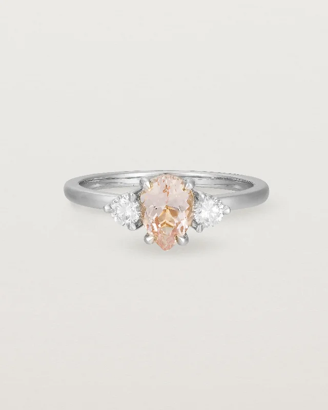 Gemstone Cocktail Ring-Una Pear Trio Ring | Morganite & Diamonds