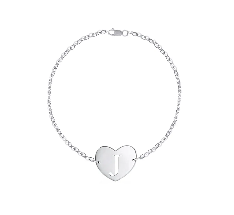 Gold Plated Chain Bracelet-Venus Initial Heart Bracelet