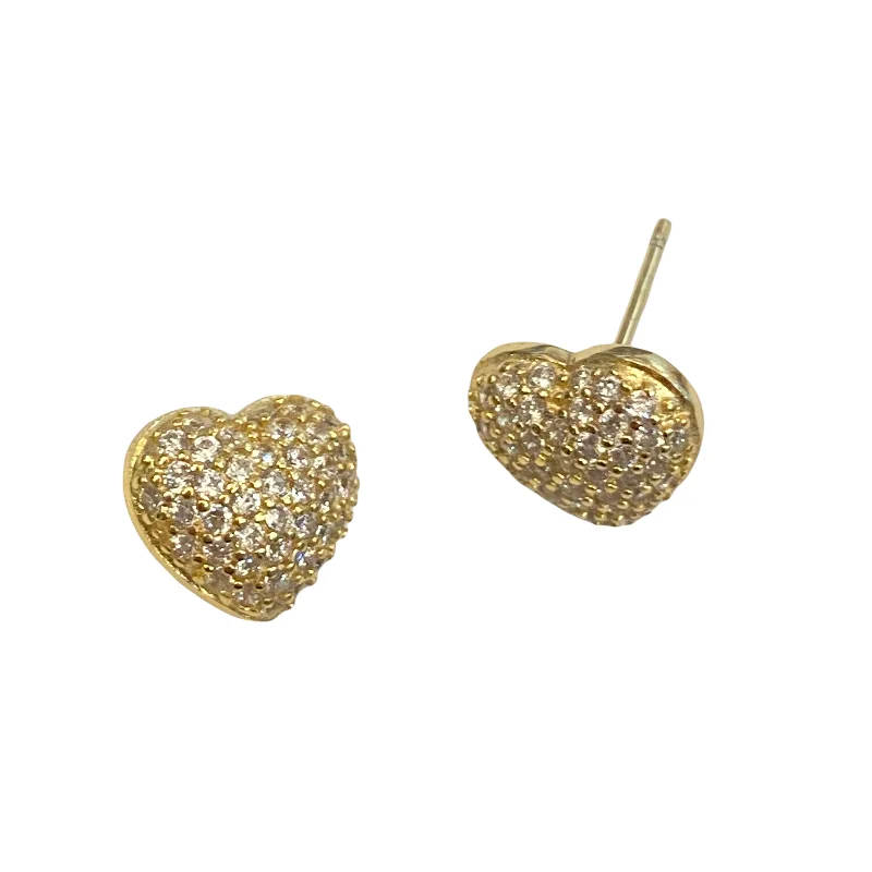 Bridesmaid Earrings-Amore Puffy Heart Studs