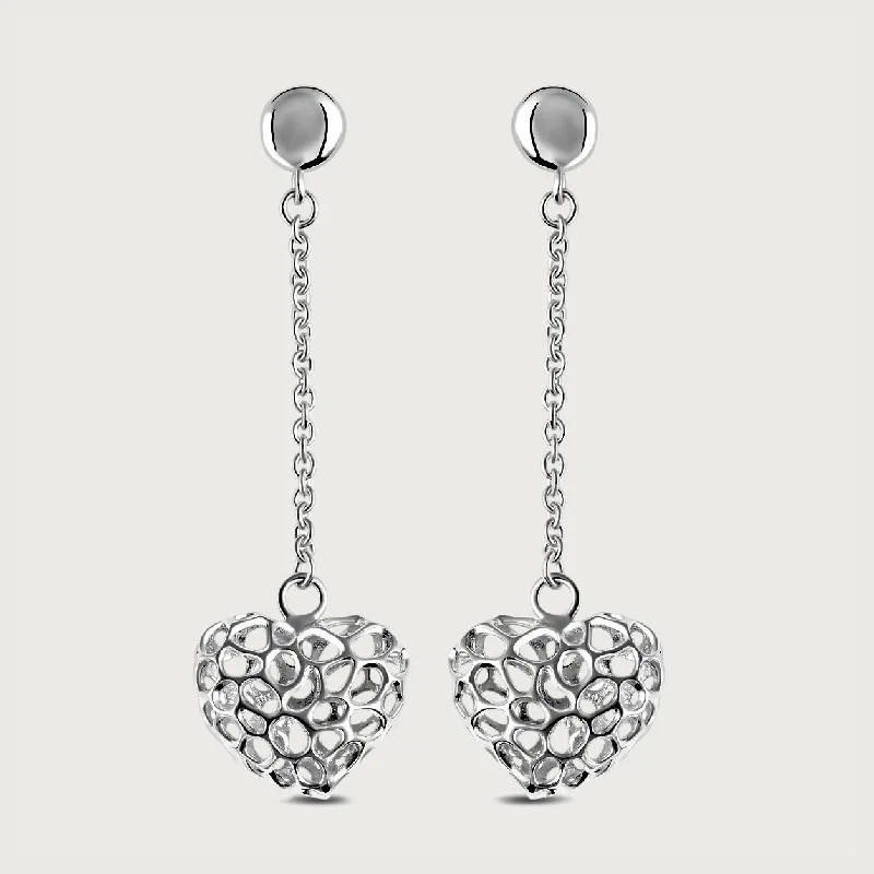 Luxury Fashion Earrings-Amore Heart Chain Earrings