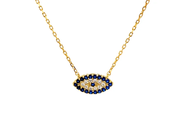 Large Statement Necklace-"HADES" Evil Eye Sapphire Necklace