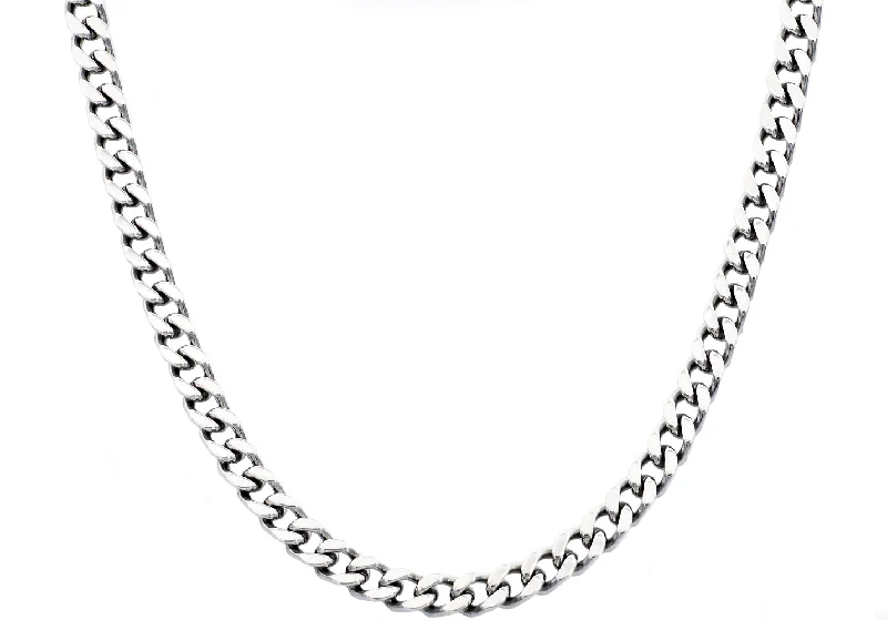 Beaded Gold Necklace-Mens 8mm Stainless Steel Curb Link Chain Necklace