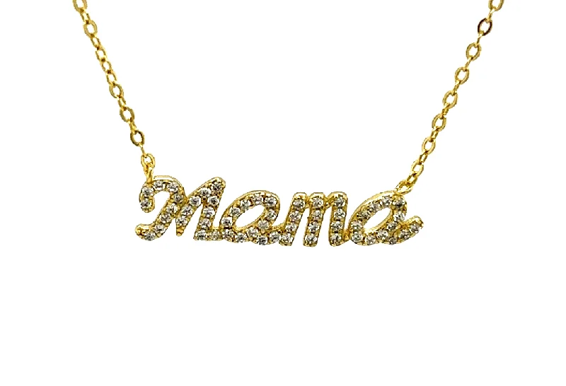 Colorful Beaded Necklace-"Mama" Script Pave CZ Necklace