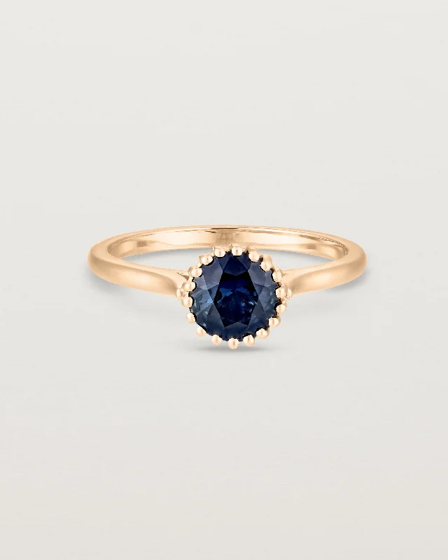 Custom Nameplate Ring-Meroë Round Solitaire | Australian Sapphire