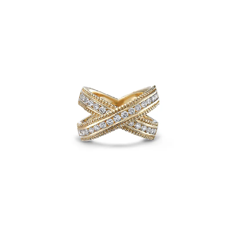 Men’s Engagement Ring-Gold and Diamond Classic X Band Ring