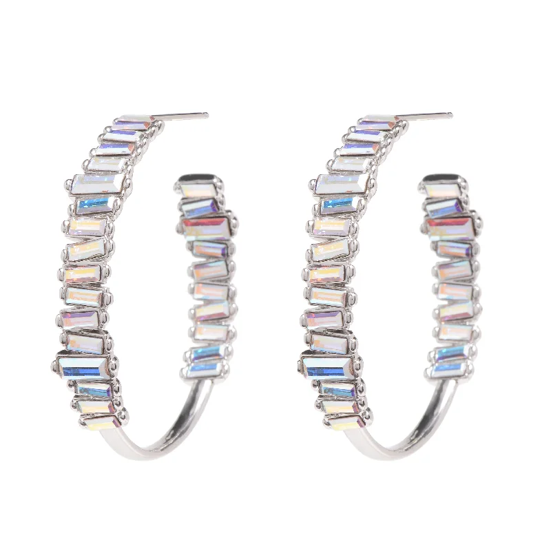 Everyday Hoop Earrings-Serena Hoops in Rhodium Unicorn