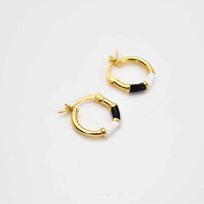 Funky Pearl Earrings-Taffy Enamel Bamboo Hoop Earrings