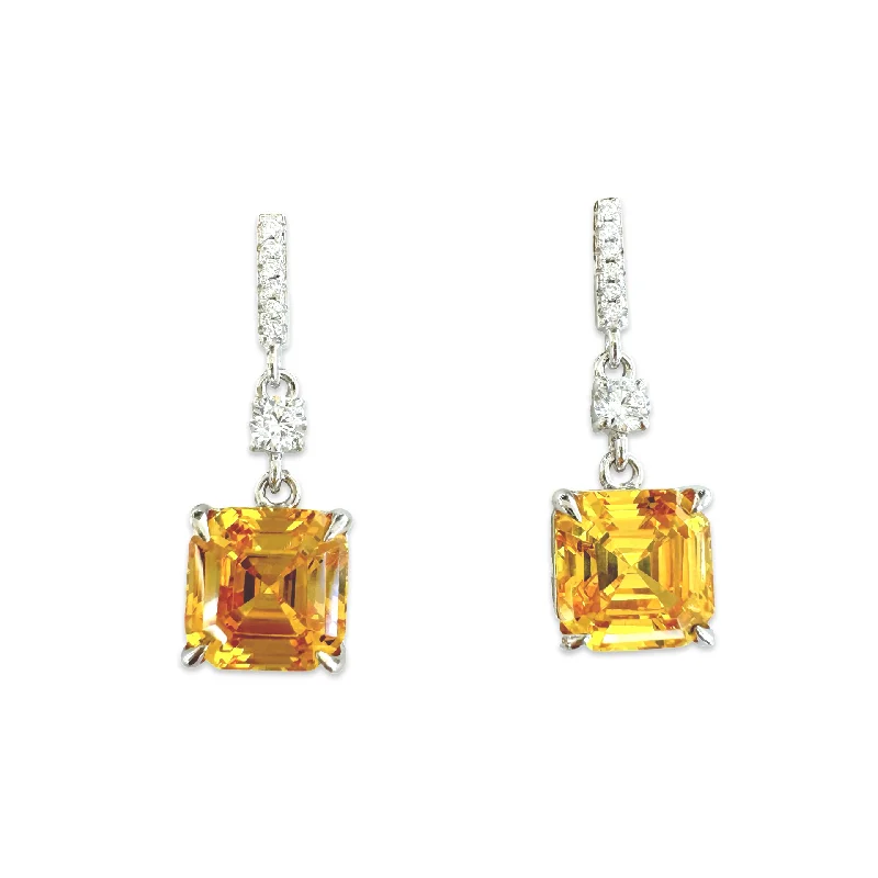 Artistic Drop Earrings-Ally Citrine Stud Drop Earrings