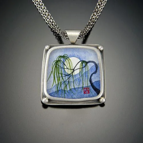 Trendy Pendant Necklace-Square Willow Necklace