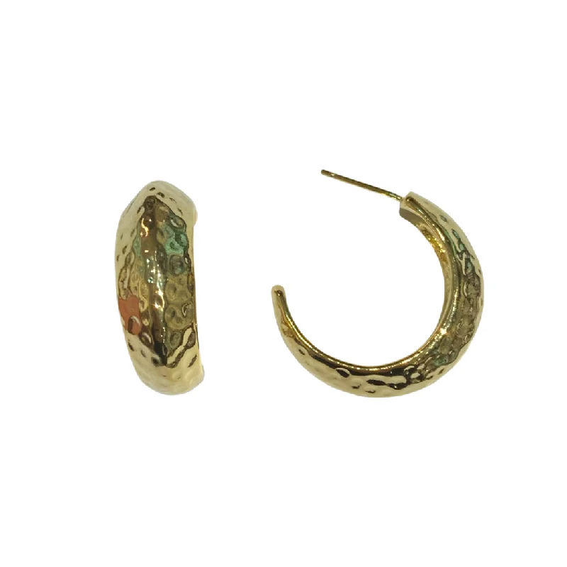 Color Changing Earrings-Deandra Hammered Crescent Hoop Studs