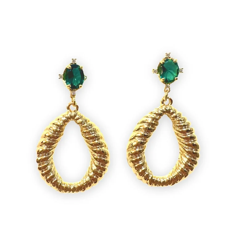 Layered Gold Earrings-Teardrop Color Twist Statement Earrings