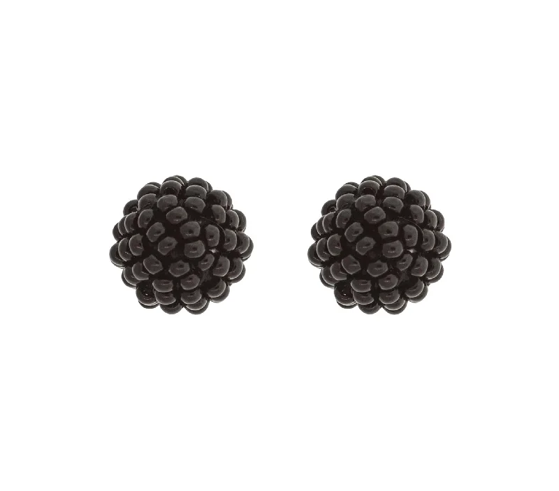 Elegant Dangly Earrings-<br>Globe Posts<br> Black