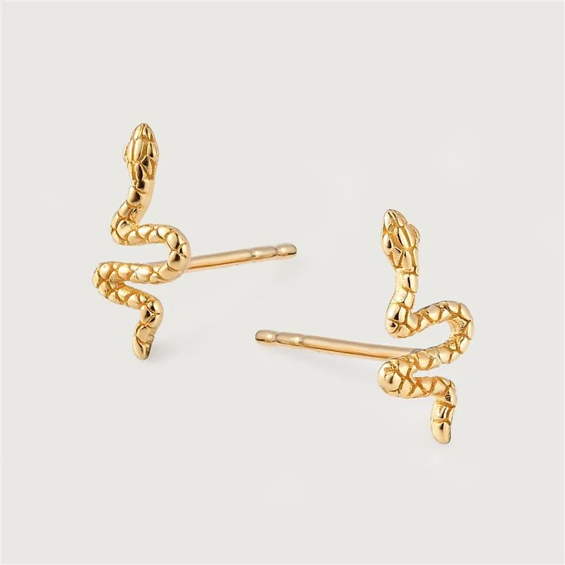 Luxury Wedding Earrings-9K Gold Snake Earrings