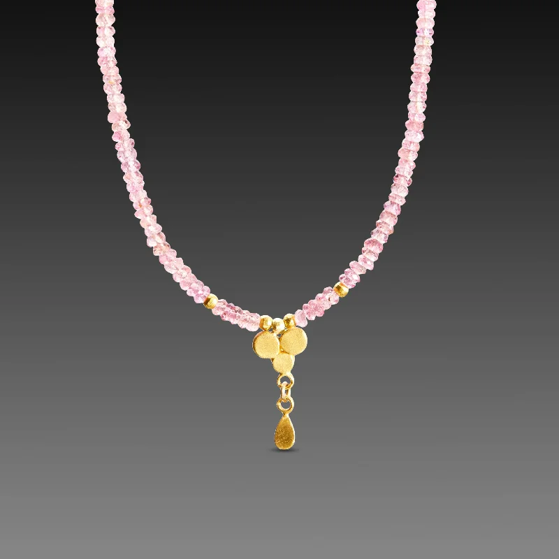 Crystal Necklace for Women-Pink Sapphire Beaded Necklace