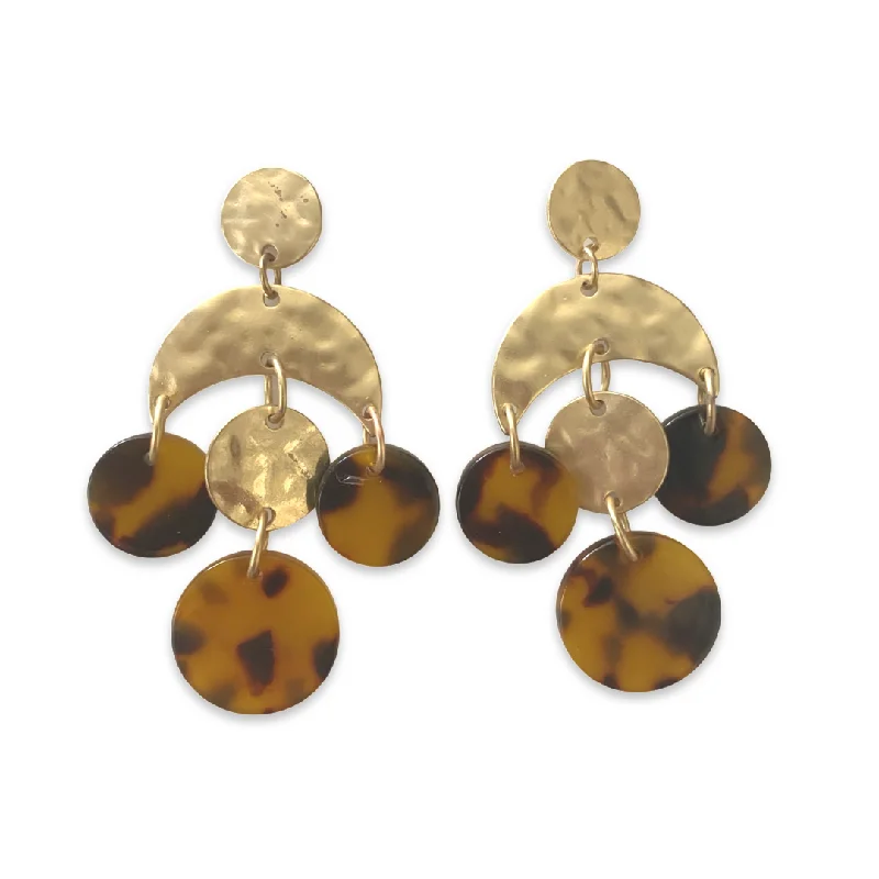 Retro Vintage Earrings-Geovana Metal Chandelier Tortoise Earrings