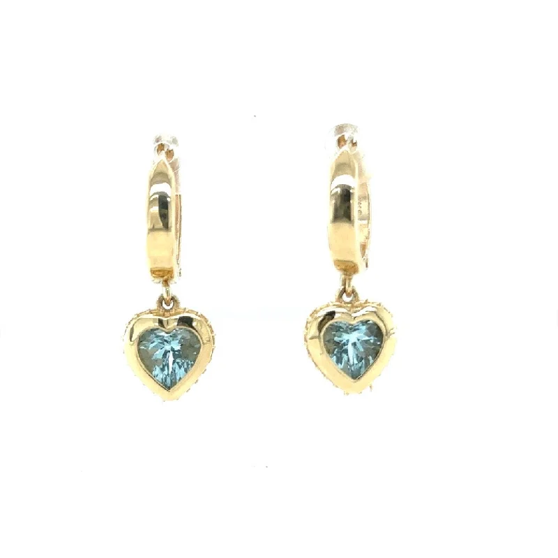 Casual Silver Earrings-Aquamarine Dangle Heart Earrings