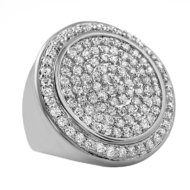 Classic Gold Wedding Ring-Mega Circles of Ice CZ Bling Bling Ring