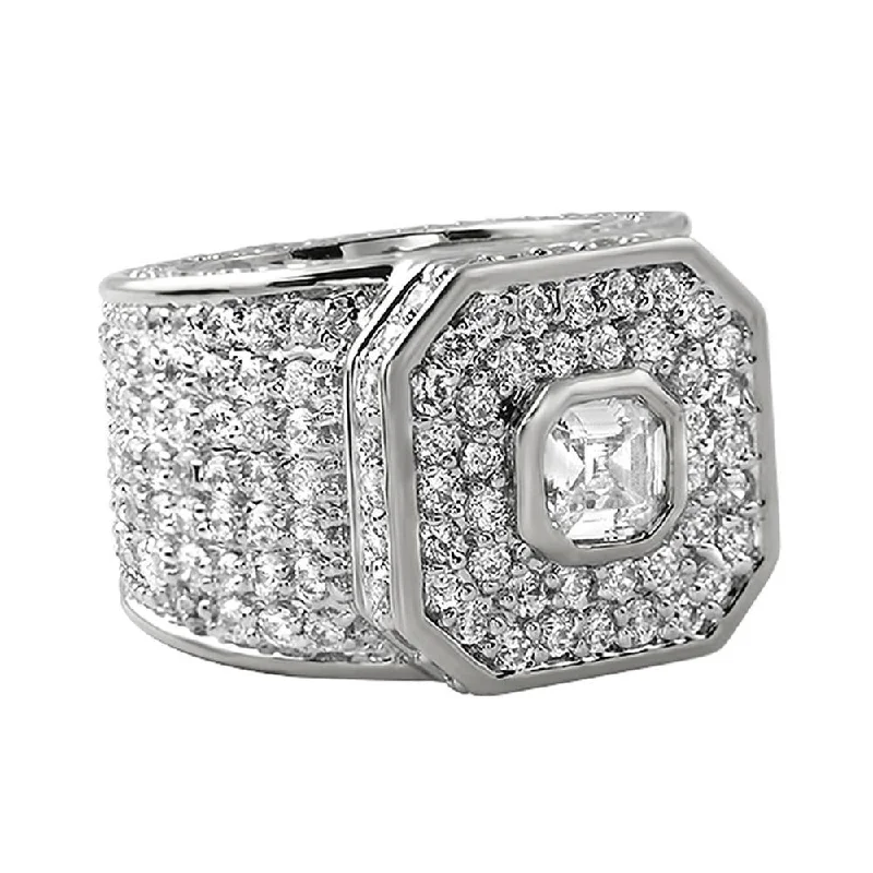 Classic Engagement Ring Set-Asscher Cut Platinum Boss Hip Hop Ring