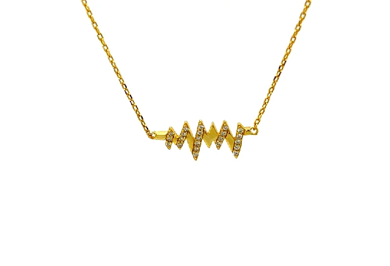 Gold Name Necklace-Heartbeat CZ Necklace