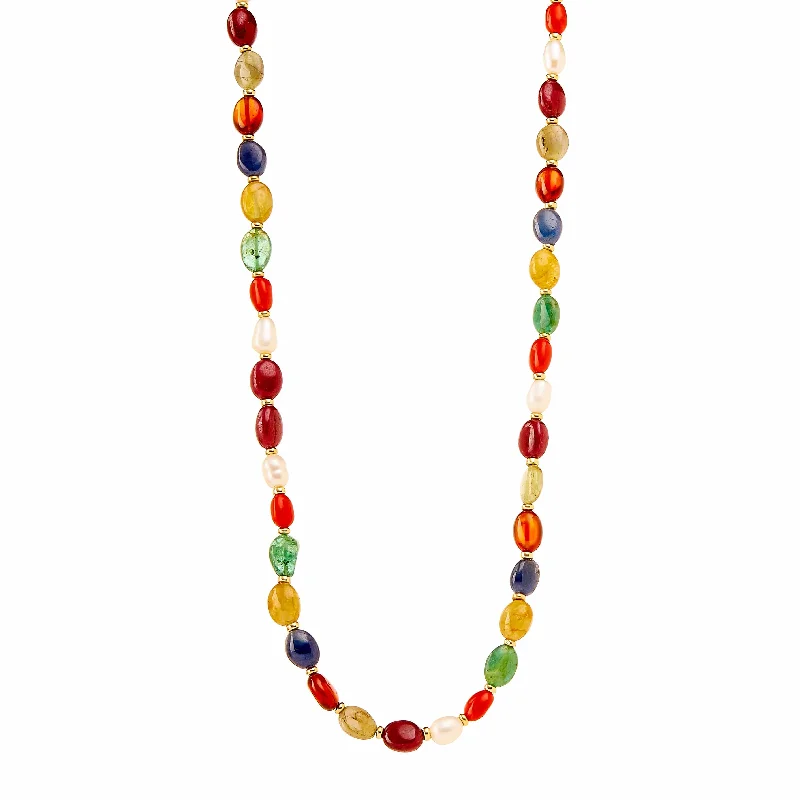 Custom Charm Necklace-Navratna Mogul Bead Necklace