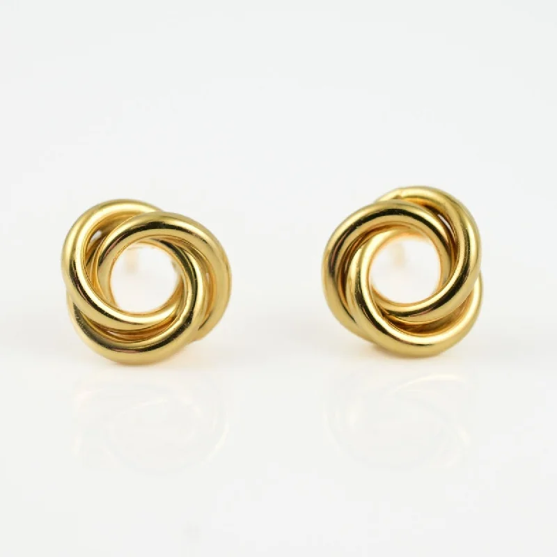 Statement Drop Earrings-Double Knot Earrings in 9K Gold