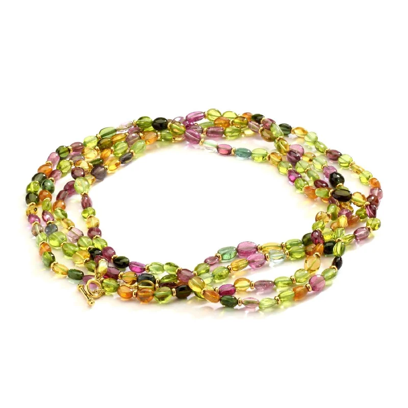 Colorful Gemstone Necklace-60 Inch Multicolored Bead Necklace