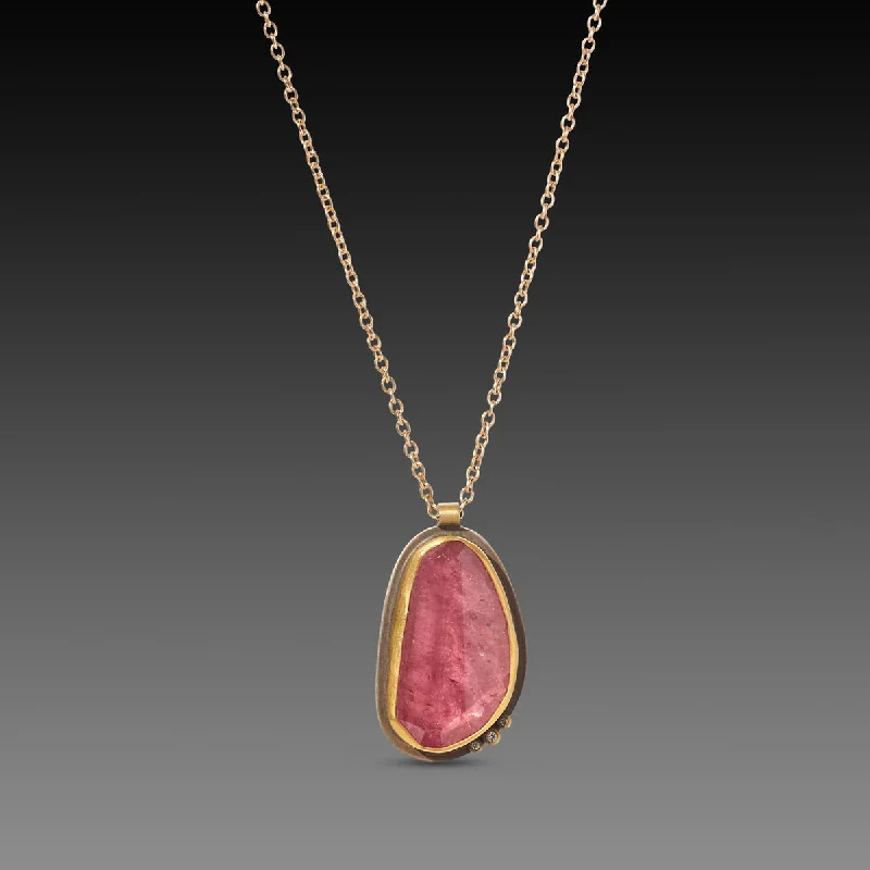 Elegant Gold Pendant Necklace-Pink Tourmaline Necklace