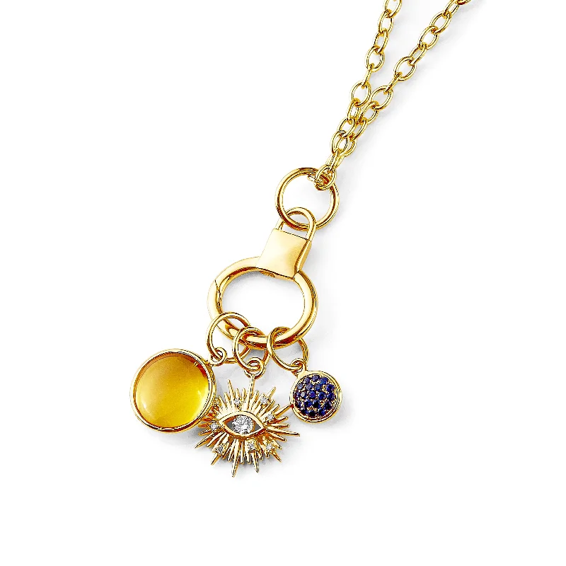 Gold Charm Necklace-Evil Eye Chakra Charm Necklace