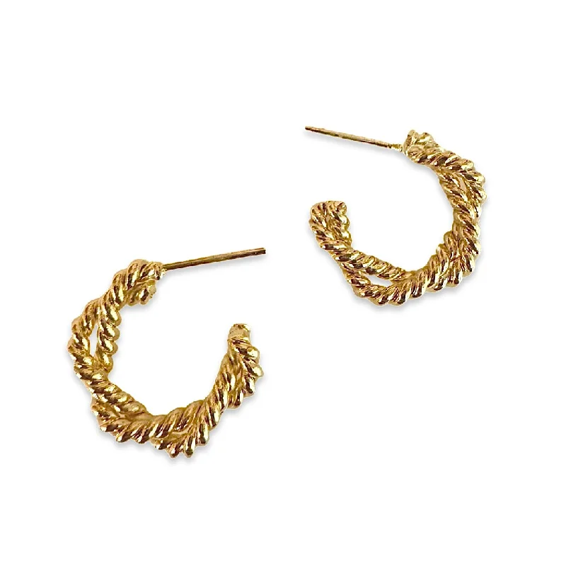 Simple Hoop Earrings-Gold Filled Rope Twist Hoops