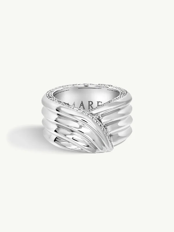 Personalized Wedding Band with Engraving-Pharaoh I Pavé-Set Brilliant White Diamond Ring In Platinum