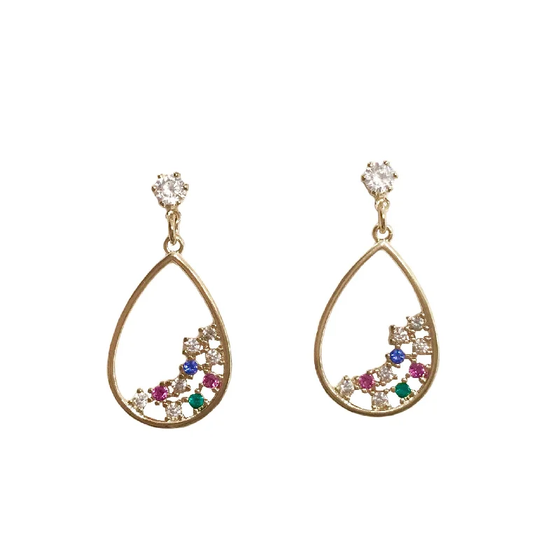 Bold Statement Earrings-Teardrop Cluster Drop Earrings