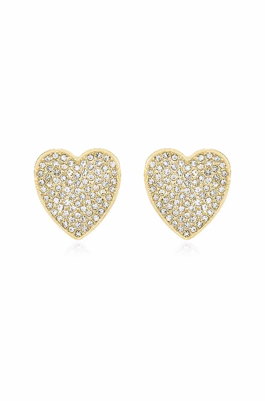 Layered Gold Earrings-Love On Down Crystal Heart Stud Earrings