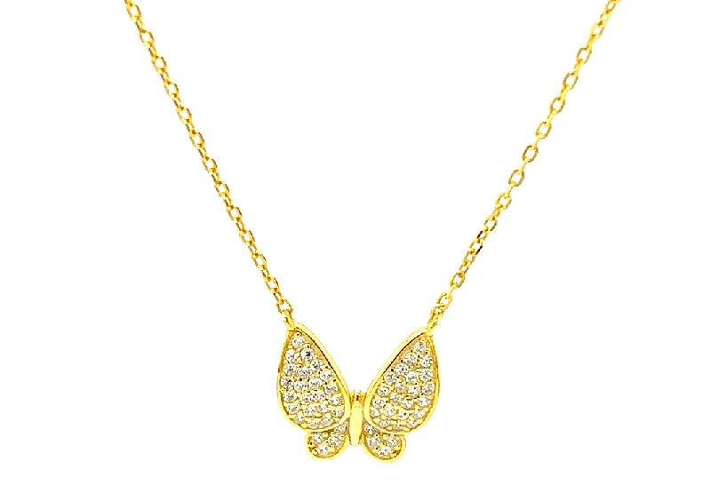 Simple Opal Necklace-"LAPIA" Butterfly Necklace