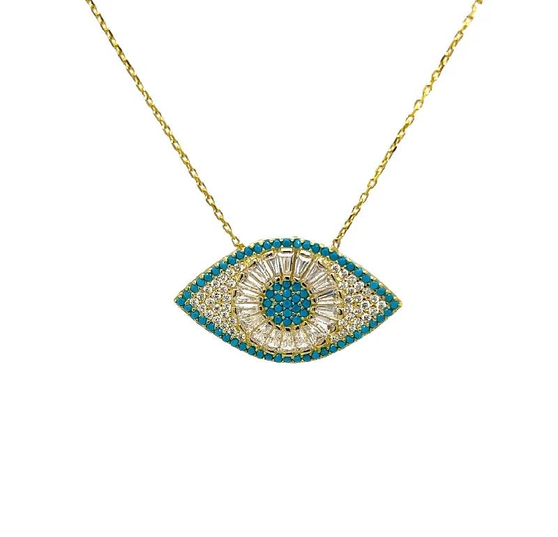 Custom Gold Necklace with Initials-"NYX" Evil Eye CZ Necklace