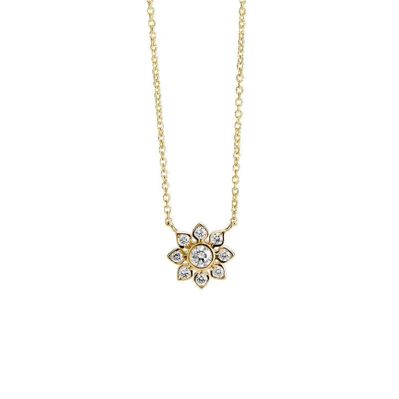 Minimalist Gold Necklace-Diamond Flower Necklace