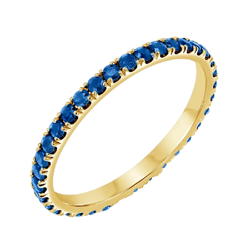 Classic Rose Gold Wedding Band-Blue Sapphire Eternity Band