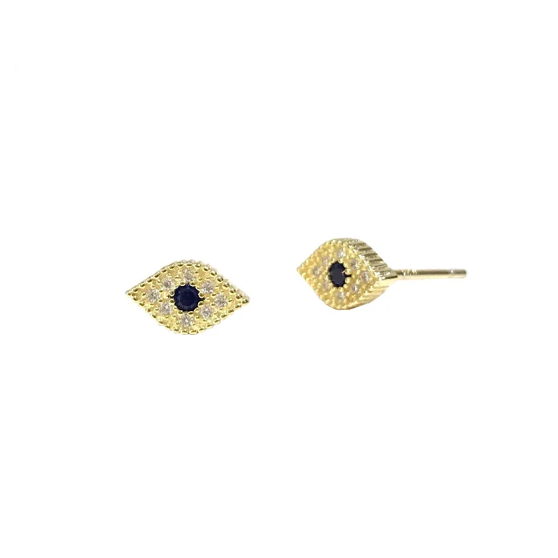 Diamond Drop Earrings-Evil Eye Sapphire Pave Earrings