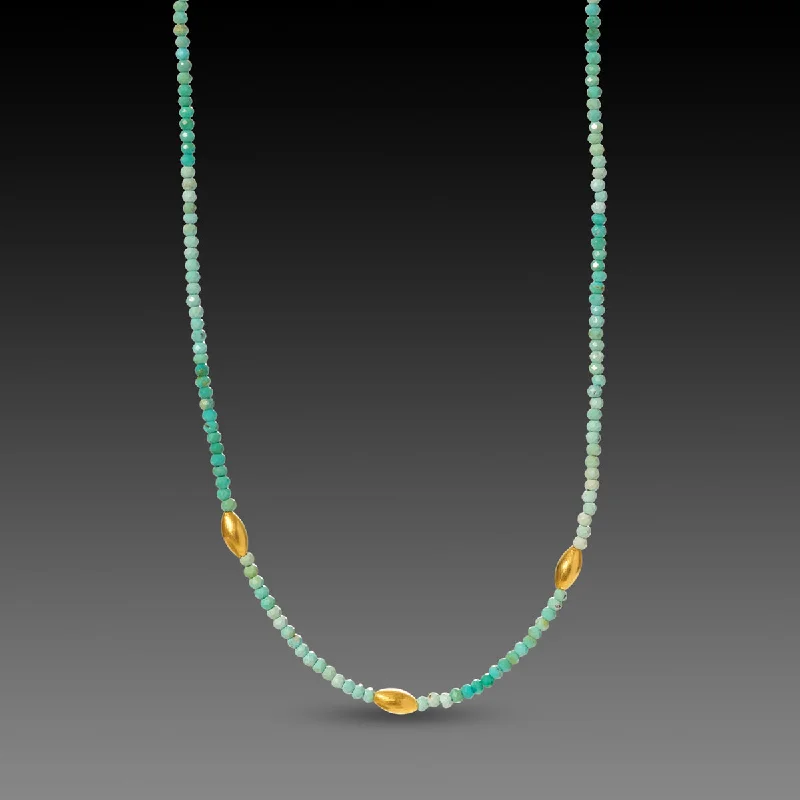 Heart Pendant for Necklace-Polished Turquoise & Gold Beaded Necklace