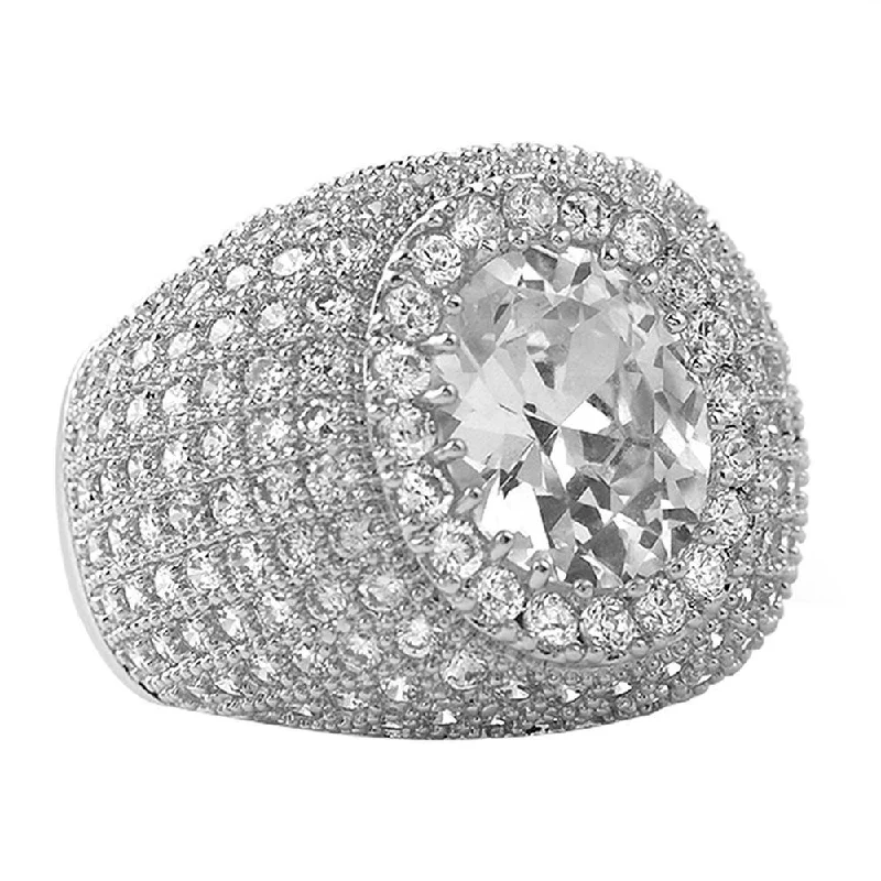 Adjustable Ring for Women-Masterpiece Rhodium CZ Bling Bling Ring