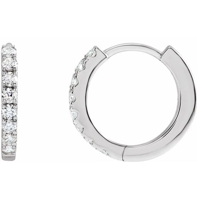 Fancy Diamond Earrings-Mini 12mm 14K Diamond Huggie Earrings (RE1846)