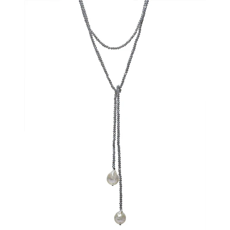 Sparkling Crystal Necklace-Denim Crystal Lariat