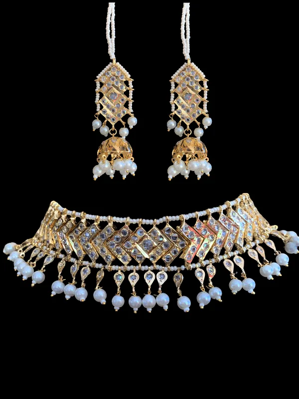 Fashion Bead Earrings-C87 Mahira v style choker with earrings( SHIPS IN 4 WEEKS )