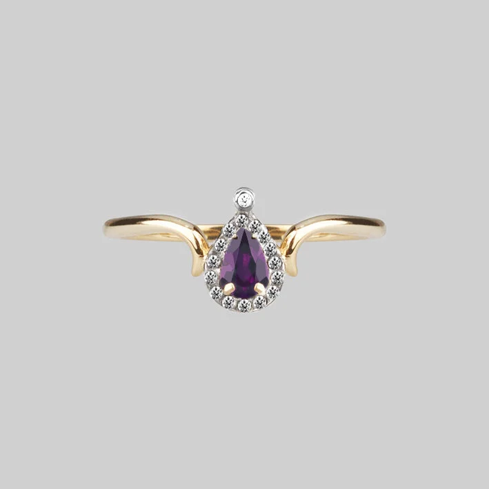 Customized Gemstone Engagement Ring-MONTAGUE. Amethyst Teardrop Gold Ring