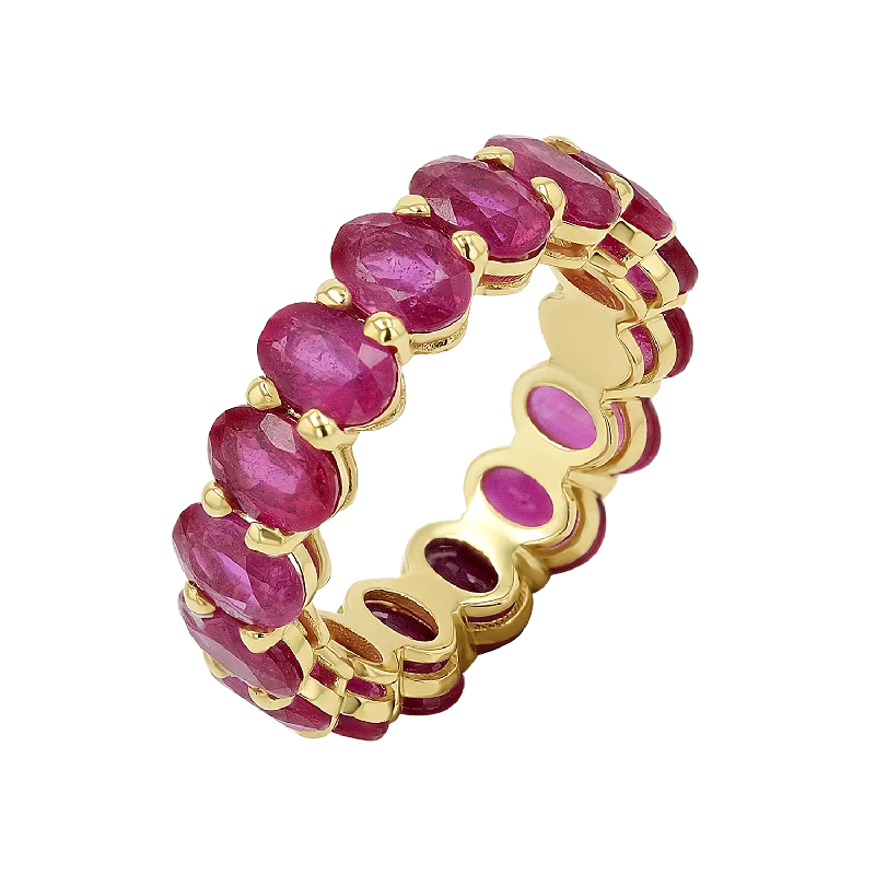 Diamond Eternity Ring-Genuine Ruby Oval Eternity Band