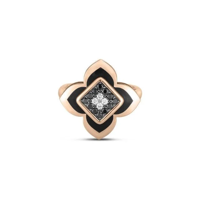 Custom Diamond Promise Ring-Roberto Coin 18K Rose .19cttw Black Diamond Palazzo Ducale Ring